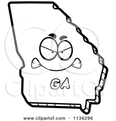 450x470 Cartoon Clipart Of An Outlined Mad Georgia State Character