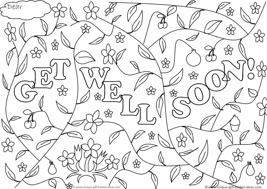 1123x794 Strong Get Well Soon Card Coloring Pages Adult Page Therapy