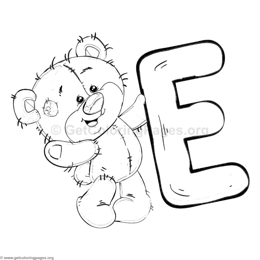 843x843 Teddy Bear Alphabet Letter E Coloring Pages
