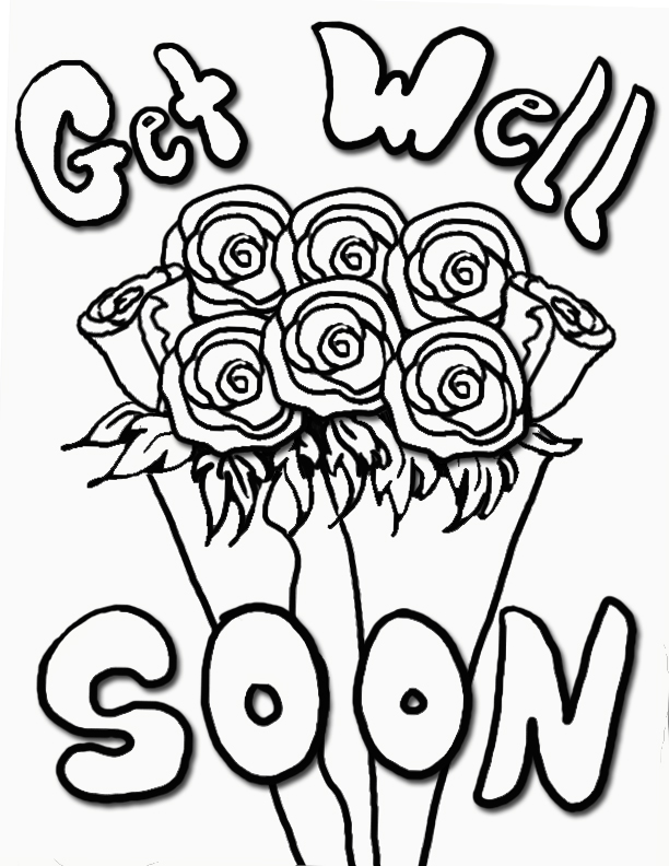 Get Well Soon With Roses Coloring Pages 612x792 Get Well Soon With Roses Coloring Pages