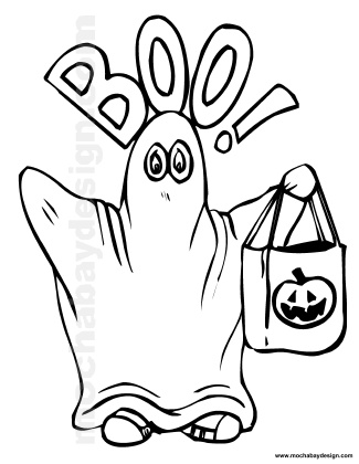 Cute Boo Ghost Printable Halloween Kids Coloring Page 325x420 Cute Boo Ghost Printable Halloween Kids Coloring Page