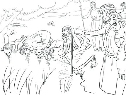 430x323 Gideon Coloring Page Selects His Army Of Men By How They Drank