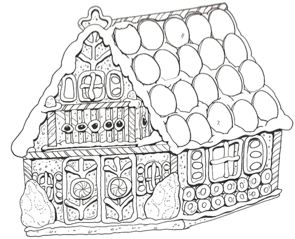 Gingerbread House Coloring Pages For Christmas 1024x832 Gingerbread House Coloring Pages For Christmas
