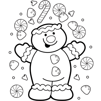 345x345 Christmas Gingerbread Coloring Pages
