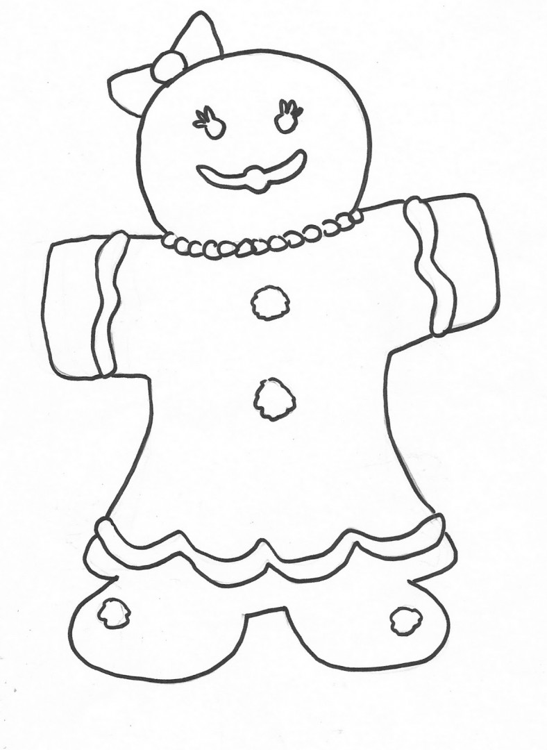 788x1080 Gingerbread Girl Coloring Page Just Colorings Prepossessing Pages