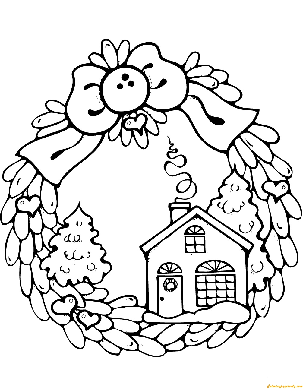 Gingerbread House Christmas Coloring Pages