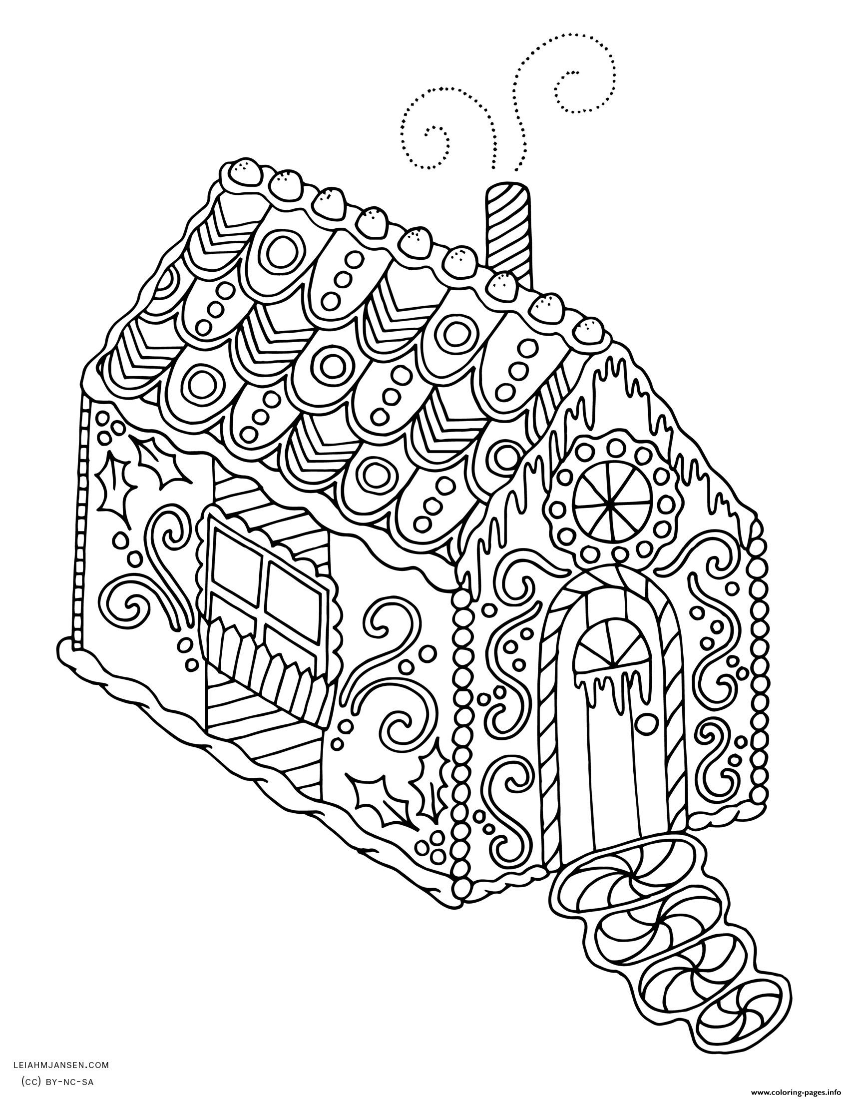 1700x2200 Gingerbread House Christmas Adult Coloring Pages Printable