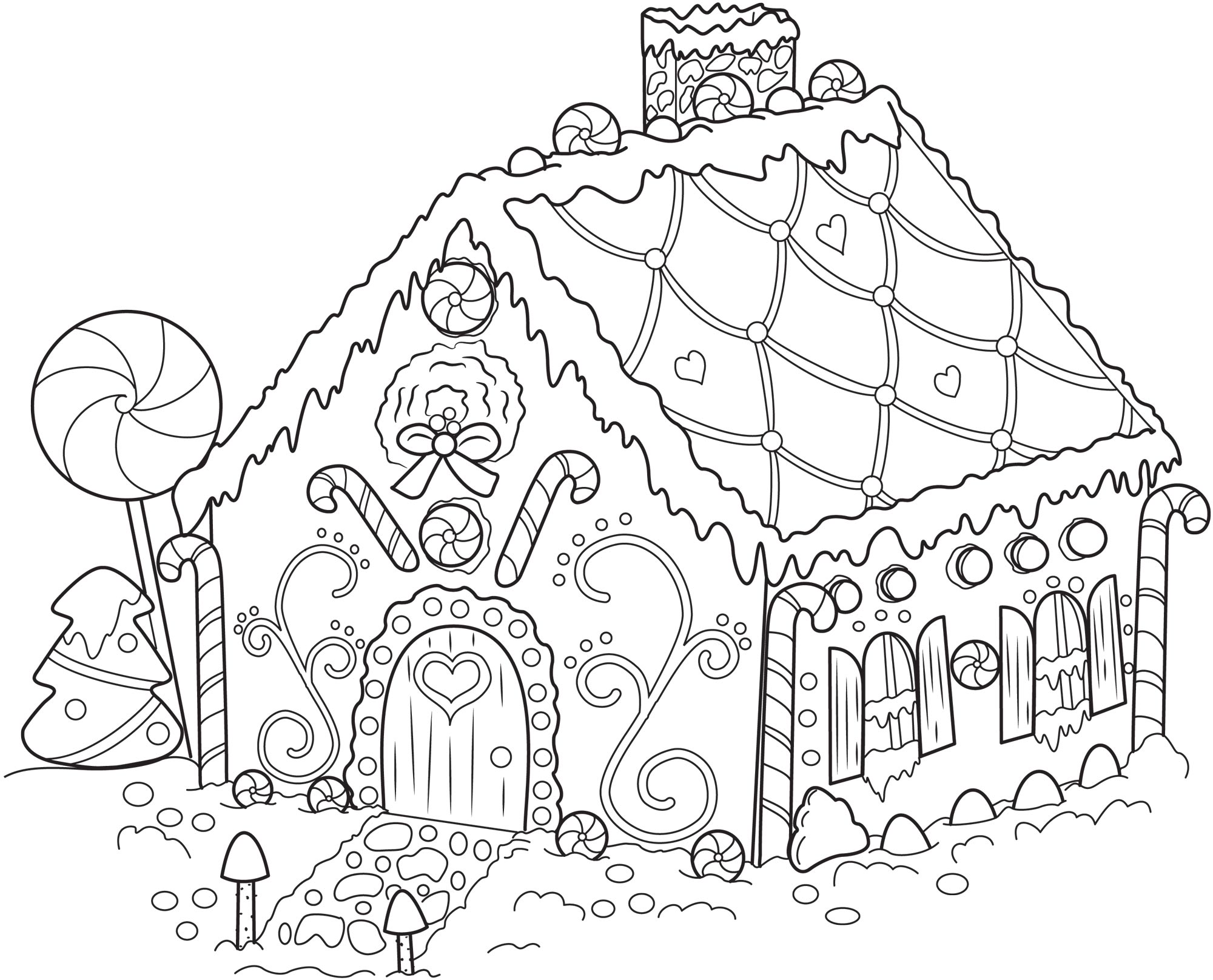 2000x1616 Gingerbread House Coloring Pages
