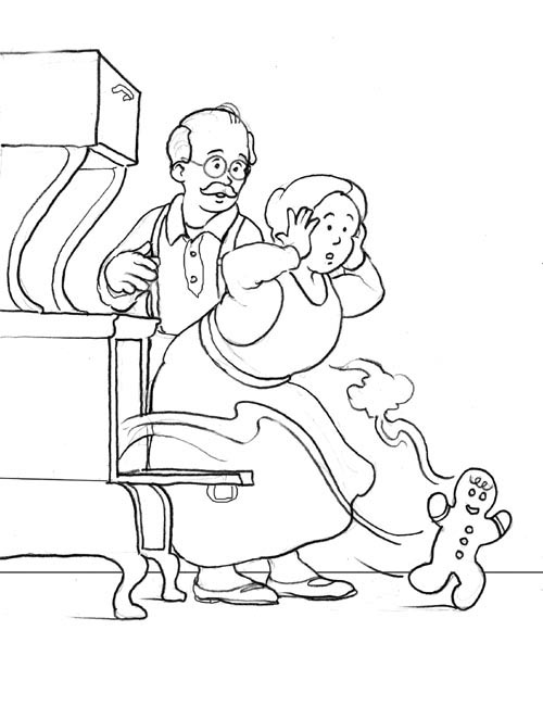 500x650 Running Gingerbread Man Coloring Page
