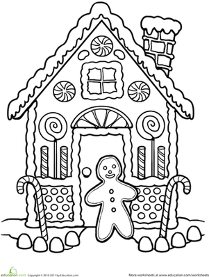 Gingerbread House Coloring Worksheet 301x398 Gingerbread House Coloring Worksheet