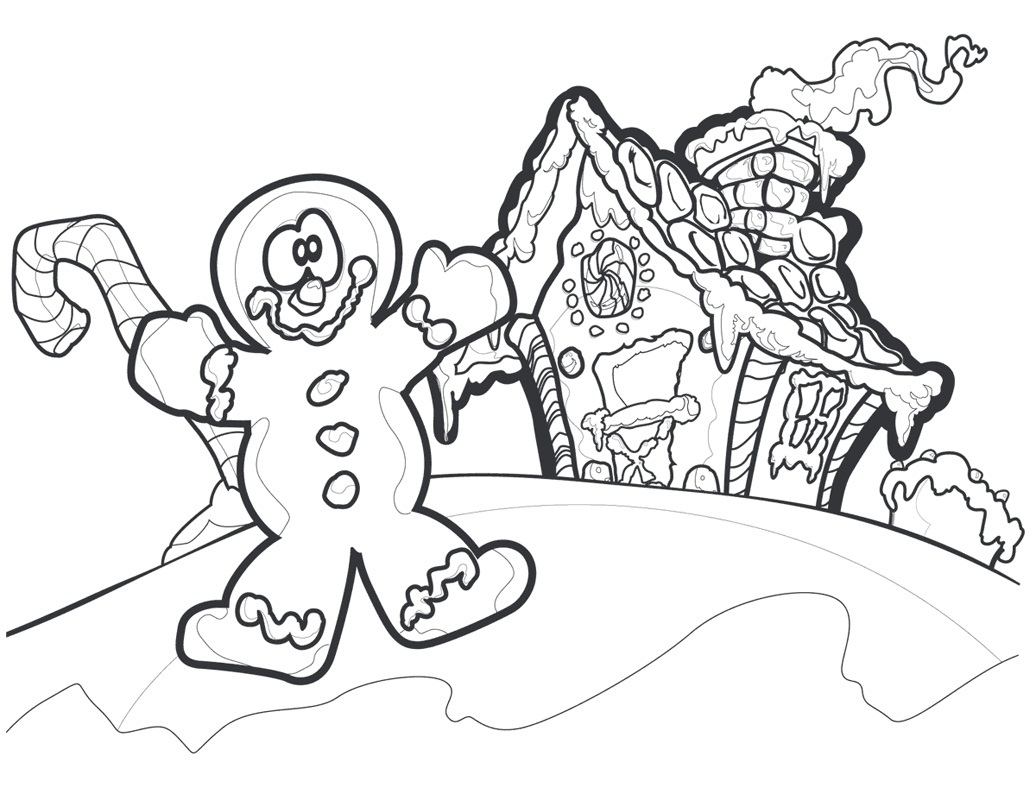 Gingerbread Man Coloring Pages And His House 1036x800 Gingerbread Man Coloring Pages And His House