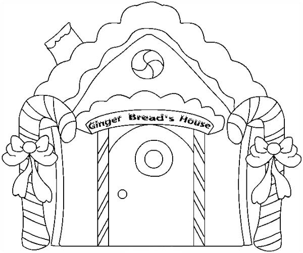 Christmas Gingerbread House And Two Sweet Candy Cane Coloring Page 600x501 Christmas Gingerbread House And Two Sweet Candy Cane Coloring Page
