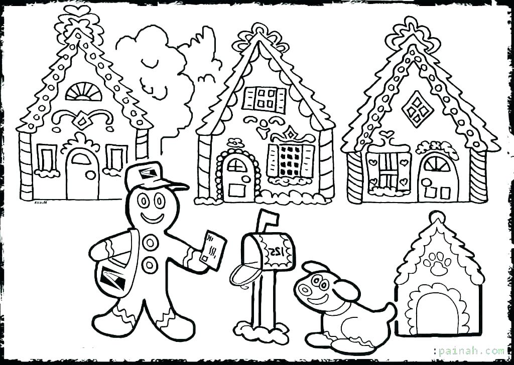 1024x728 Gingerbread Coloring Pages Coloring Haunted House Coloring Pages