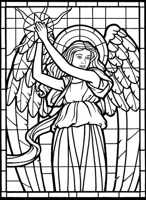 Adult Coloring Page From Amazing Angels Stained Glass Coloring 494x678 Adult Coloring Page From Amazing Angels Stained Glass Coloring