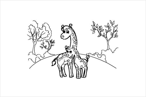 Giraffe Cartoon Coloring Pages