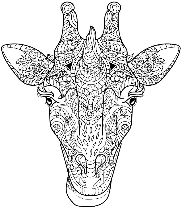 Stylist And Luxury Advanced Coloring Pages Giraffe Head 640x731 Stylist And Luxury Advanced Coloring Pages Giraffe Head