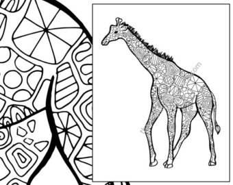 Giraffe Coloring Page Animal Coloring Page Adult Coloring 340x270 Giraffe Coloring Page Animal Coloring Page Adult Coloring