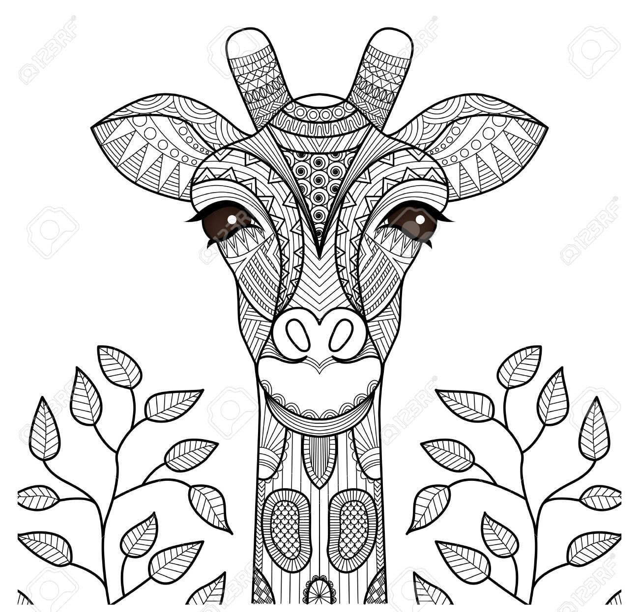 1300x1246 Zentangle Giraffe Head For Coloring Page, Shirt Design And So