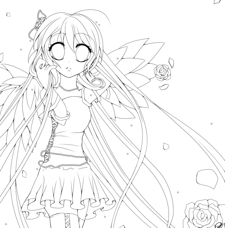 900x911 Anime Angel Coloring Pages Cartoon Download(2)