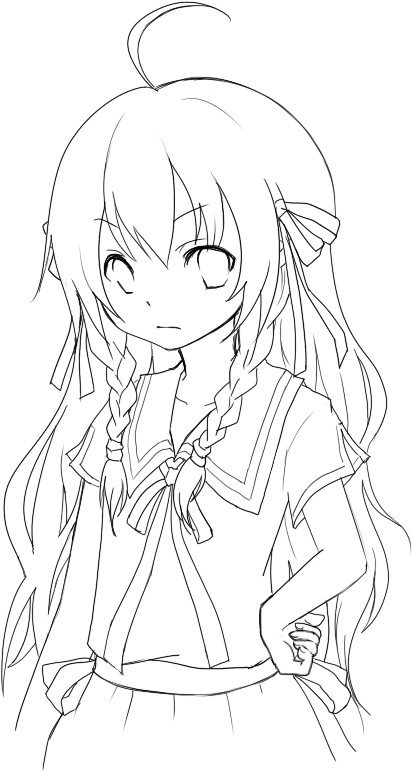 Anime Girl Coloring Sheet 412x776 Anime Girl Coloring Sheet