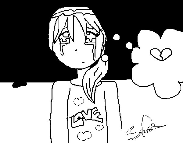 600x470 Crying Little Girl Coloring Page