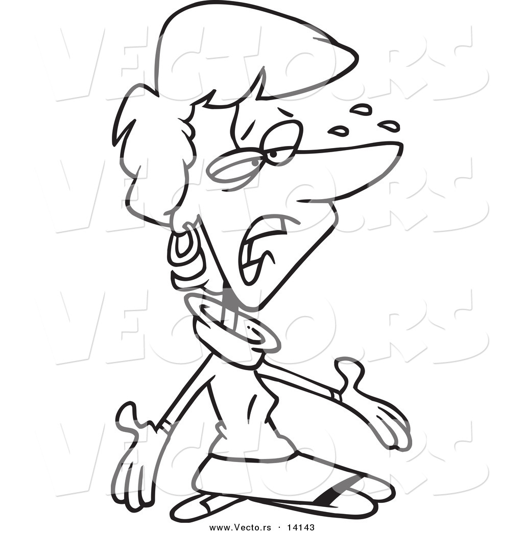 1024x1044 Vector Of A Cartoon Stressed Businesswoman Kneeling On The Floor