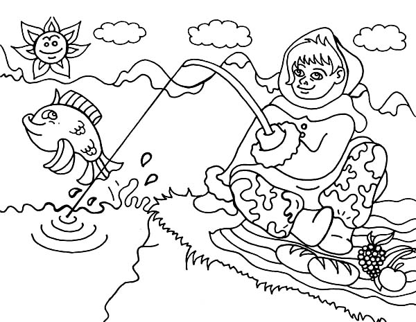 Girl Fishing Coloring Pages at GetColorings.com | Free printable ...