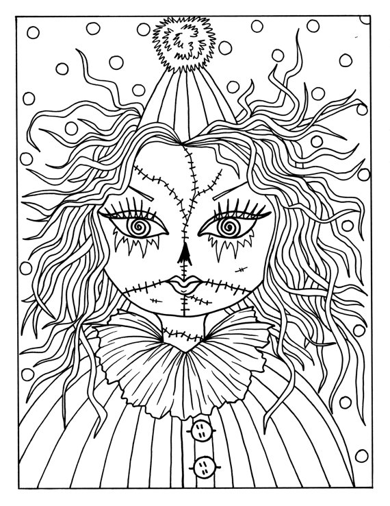 5 Pages Of Goulish Girls Halloween Coloring Pages Instant 570x738 5 Pages Of Goulish Girls Halloween Coloring Pages Instant
