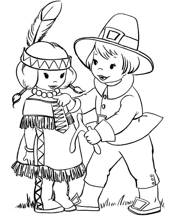 600x734 Thanksgiving Indian Girl Coloring Pages