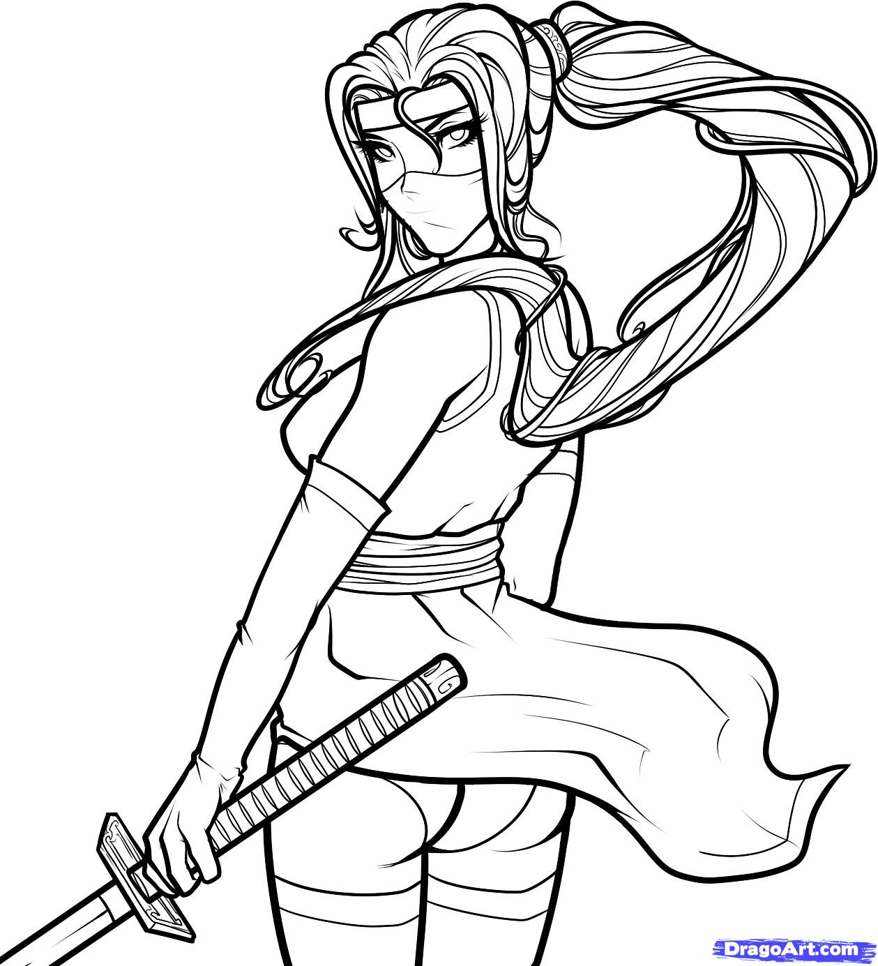 1259x1385 Girl Ninja Coloring Pages