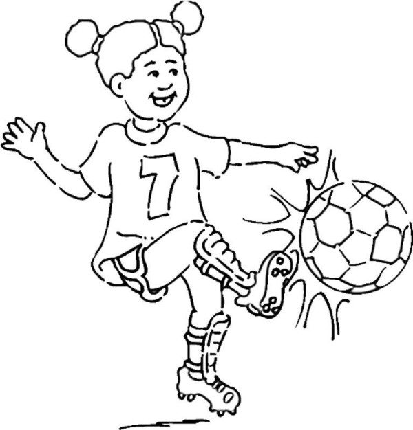 600x626 Girl Playing Soccer Coloring Pages