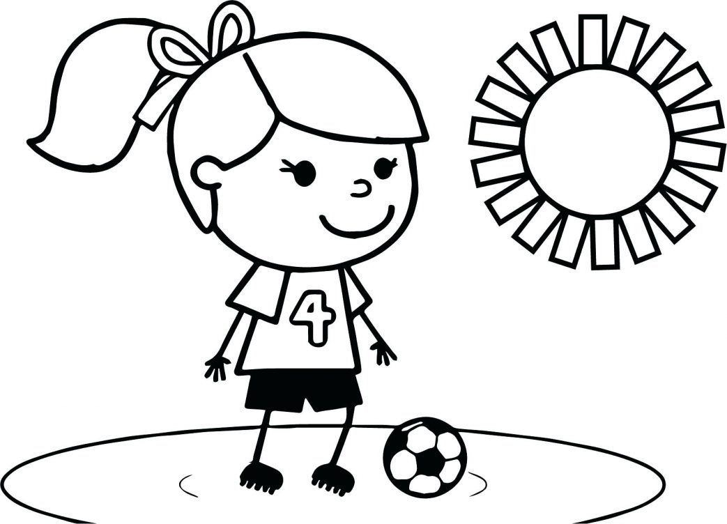 1043x752 Girl Soccer Player Coloring Pages Fantastic Boy Playing With P