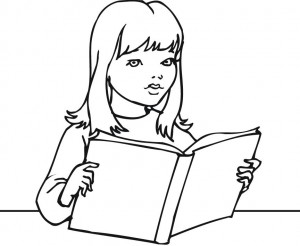 Printable Outline Of A Girl Reading A Book 300x246 Printable Outline Of A Girl Reading A Book