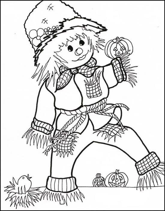 Girl Scarecrow Coloring Page