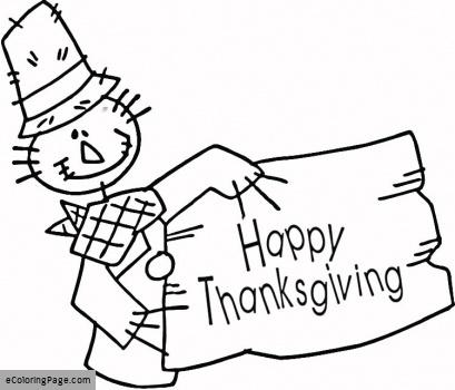 Happy Thanksgiving Scarecrow Coloring Page For Kids 409x350 Happy Thanksgiving Scarecrow Coloring Page For Kids