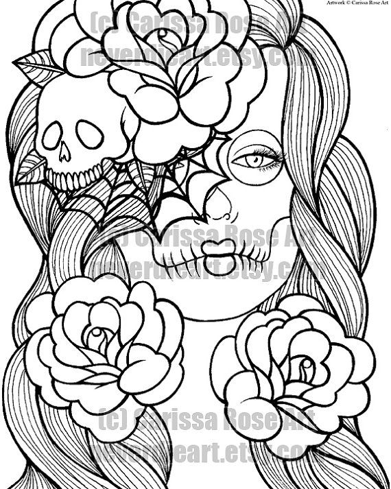 Gallery Cute Sugar Skull Coloring Tableau 570x713 Gallery Cute Sugar Skull Coloring Tableau