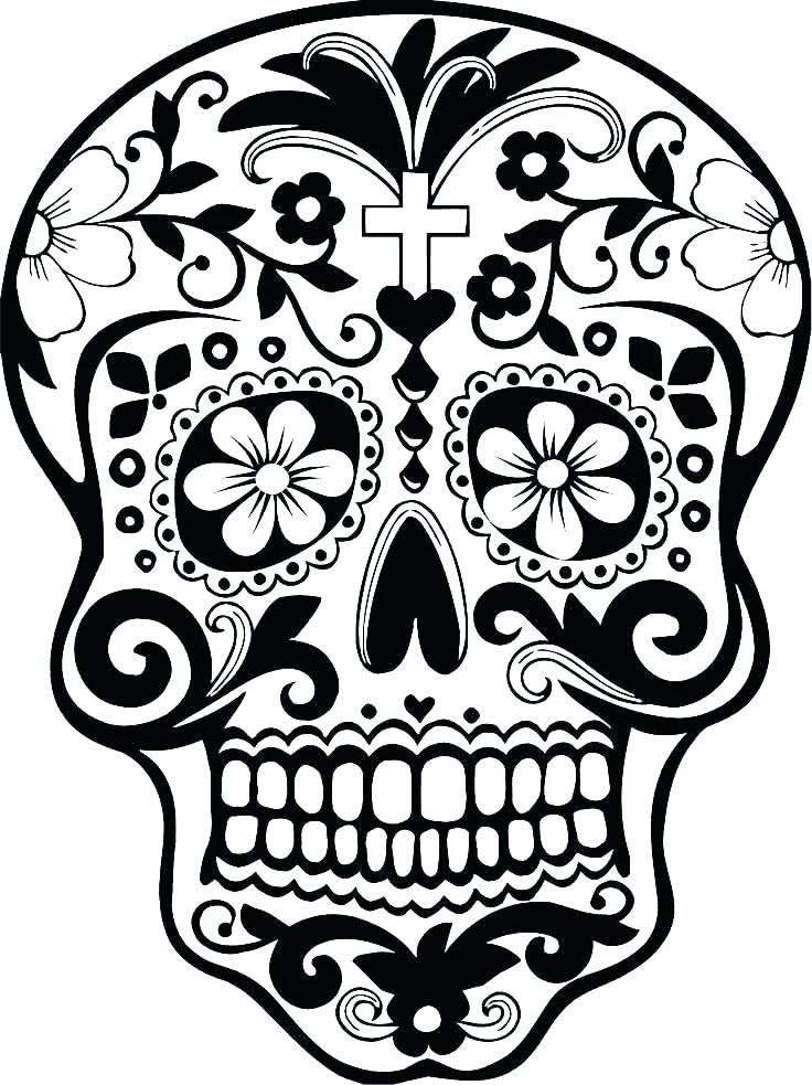 Sugar Skull Coloring Pages Printable Simple Sugar Skull Coloring 736x983 Sugar Skull Coloring Pages Printable Simple Sugar Skull Coloring