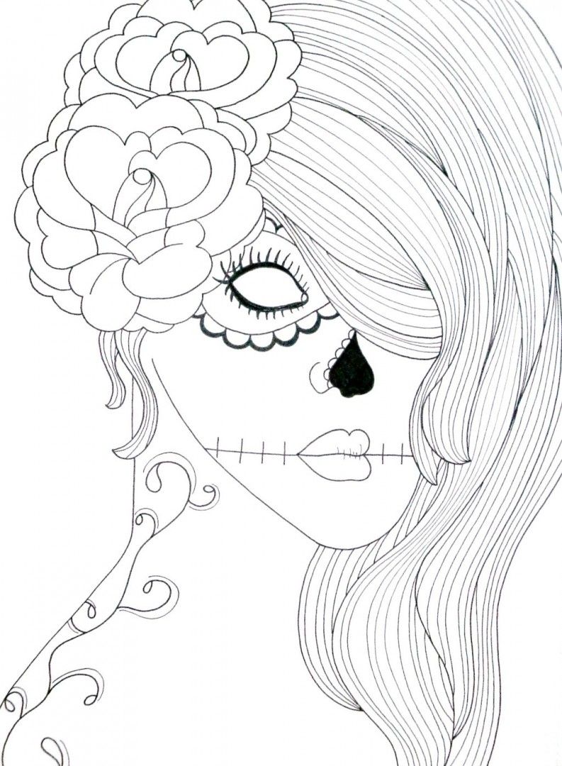 Httpcoloringscogirl Skull Coloring Pages Colorings Girl Skull 793x1080 Httpcoloringscogirl Skull Coloring Pages Colorings Girl Skull