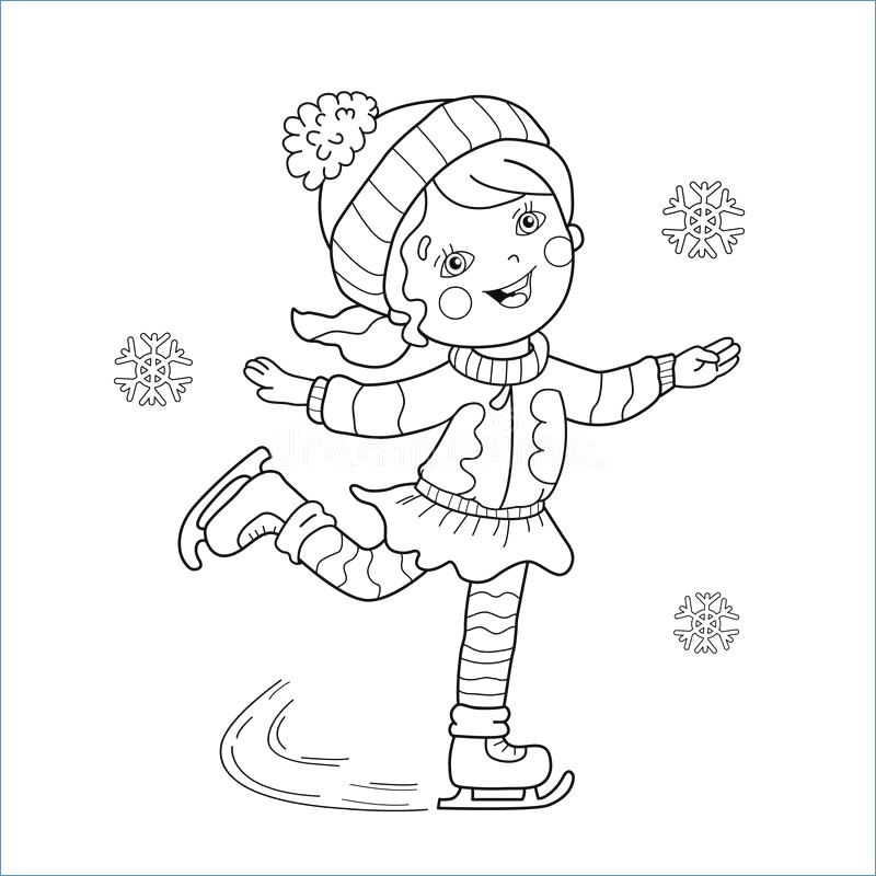 Girl Skating Winter Coloring Pages 800x800 Girl Skating Winter Coloring Pages