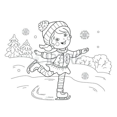 Sports Coloring Page Coloring Page Outline Of Girl Skating Winter 450x450 Sports Coloring Page Coloring Page Outline Of Girl Skating Winter