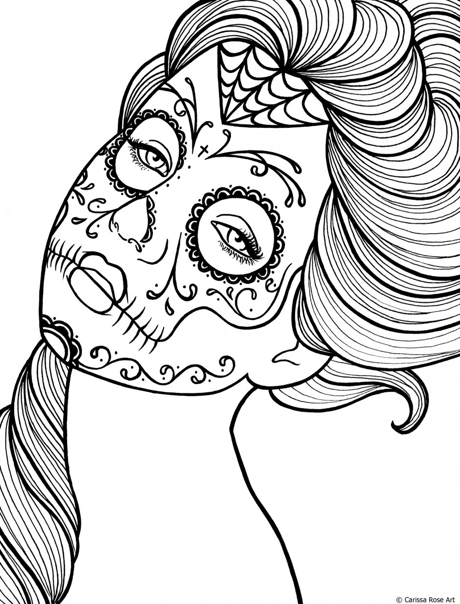 940x1233 Girl Sugar Skulls Coloring Pages To Print Coloring For Kids 2018