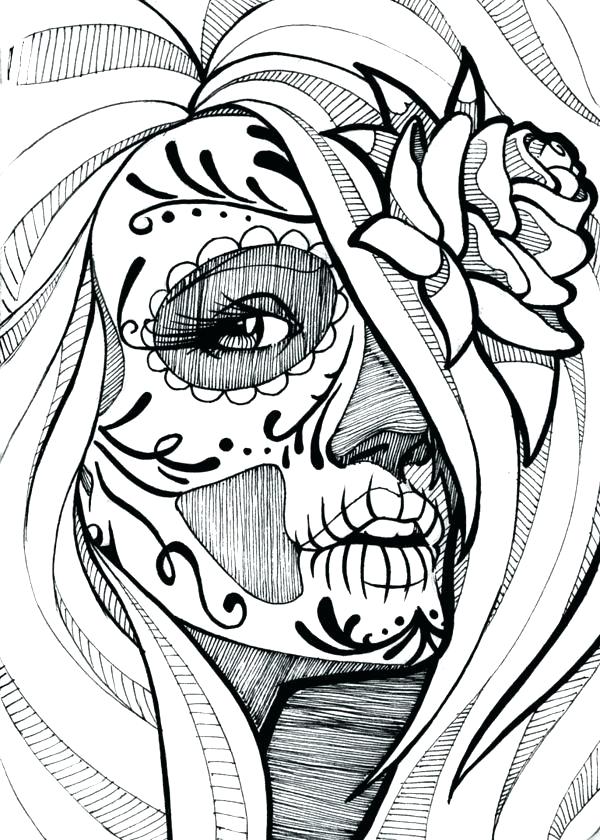 600x840 Sugar Skull Coloring Pages Coloring Pages Of Sugar Skulls And Gang