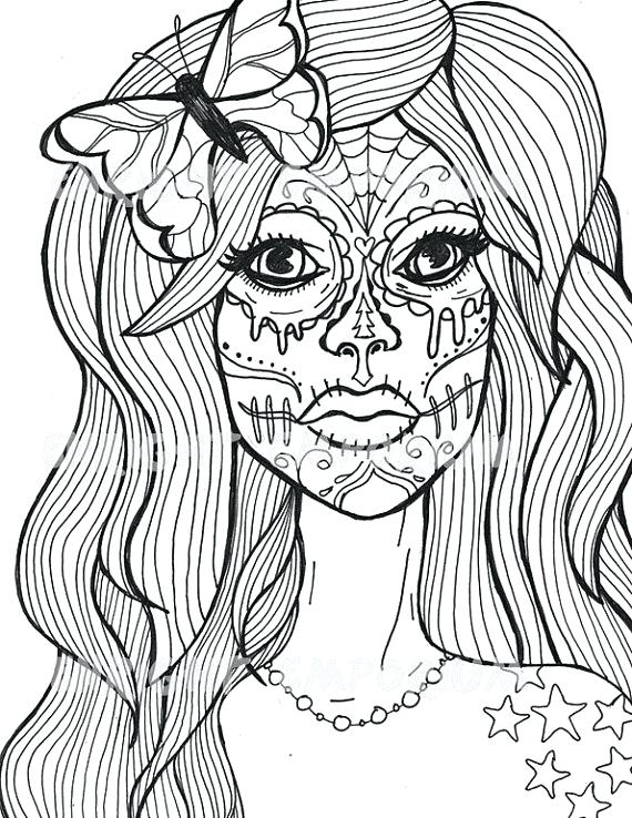 570x738 Sugar Skull Coloring Pages This Is Girl Sugar Skull Coloring Pages
