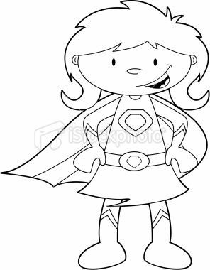 296x380 Super Girl Superhero Outline Template Super Reader