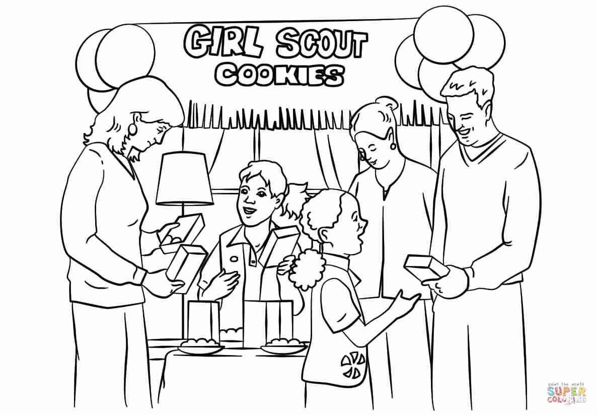 Brownie Girl Scouts Selling Cookies Coloring Page Free Printable 1186x824 Brownie Girl Scouts Selling Cookies Coloring Page Free Printable
