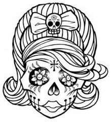 Girl Skull Coloring Pages Colouring Dia De Las 219x240 Girl Skull Coloring Pages Colouring Dia De Las