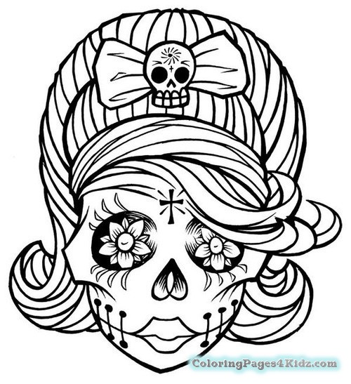 Girl Sugar Skull Coloring Pages Coloring Pages For Kids 500x547 Girl Sugar Skull Coloring Pages Coloring Pages For Kids