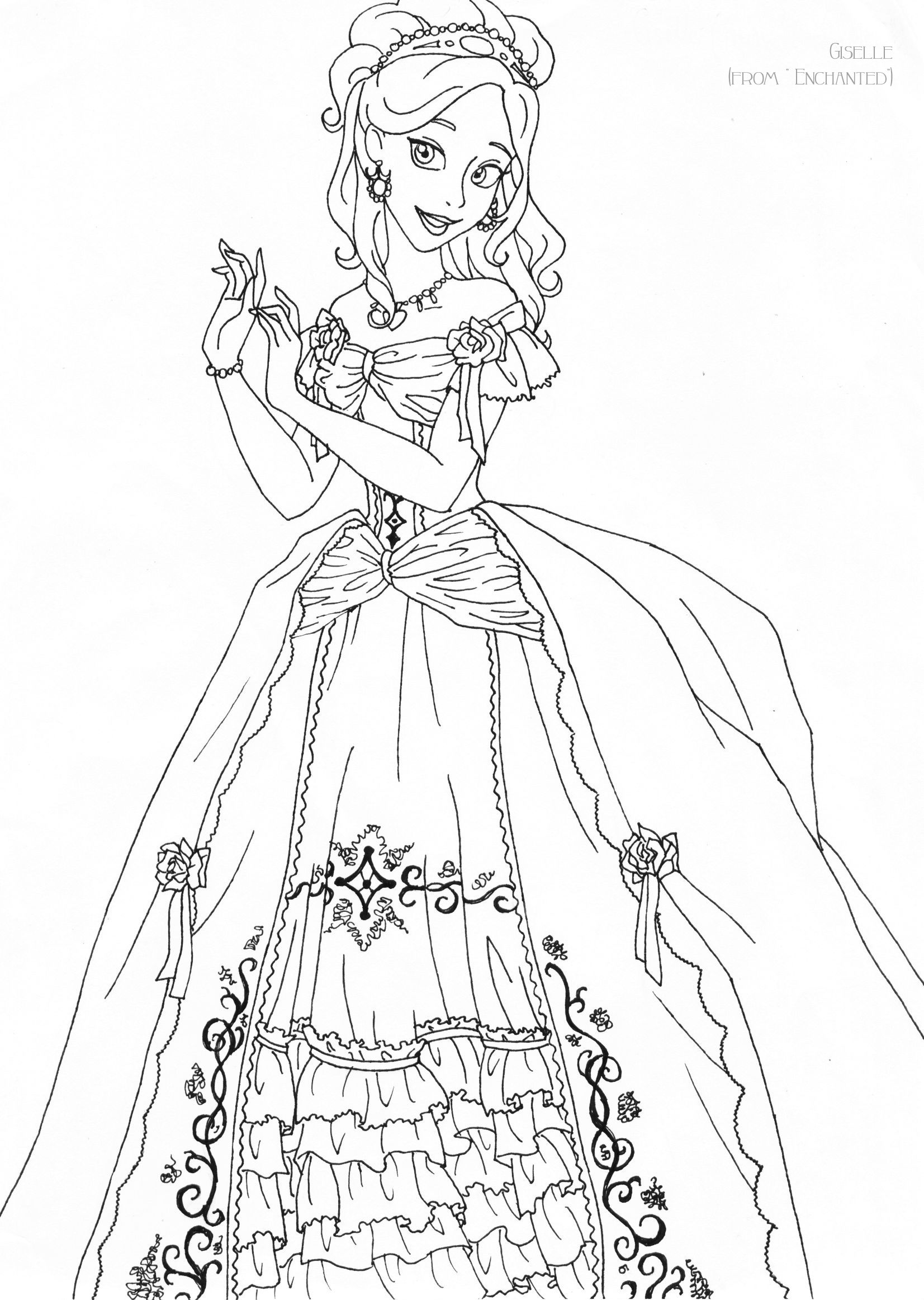 1653x2324 Giselle Deluxe Gown Lineart By