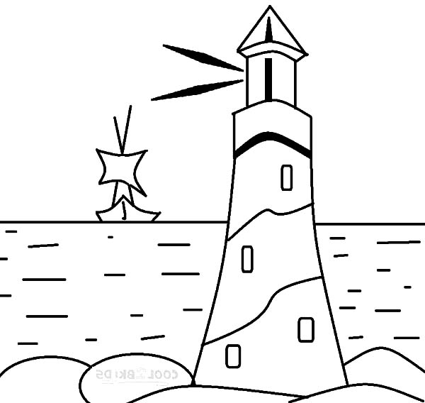 Lighthouse Giving Sign To A Boat Coloring Pages 600x568 Lighthouse Giving Sign To A Boat Coloring Pages