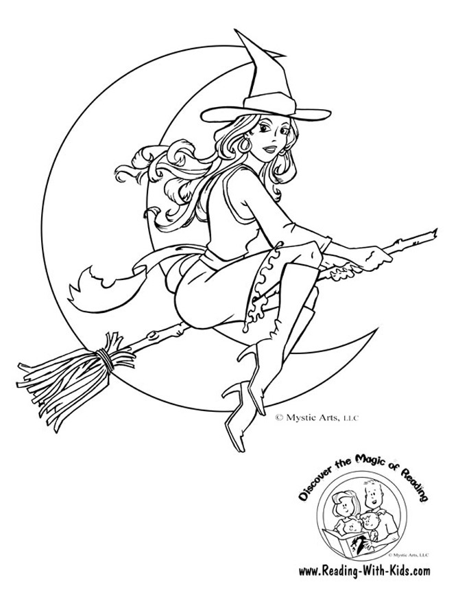 Halloween Flying Witch Coloring Pages 668x864 Halloween Flying Witch Coloring Pages